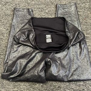 PINK ULTIMATE NWOT high waisted RARE black and silver sparkle leggings